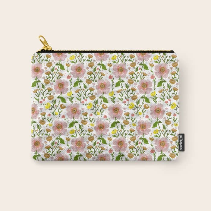 Summer Floral - Pink & Yellow Carry All Pouch