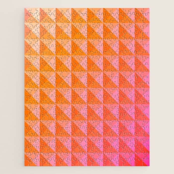 Geometric Gradient In Pink And Orange Jigsaw Puzzle