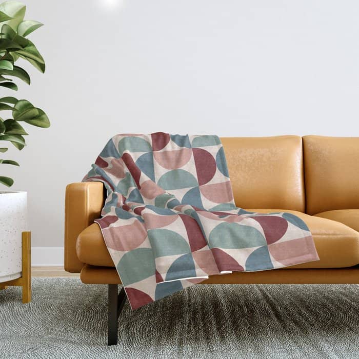 Bauhaus Mid Century Modern Geometric Pattern Xv Throw Blanket