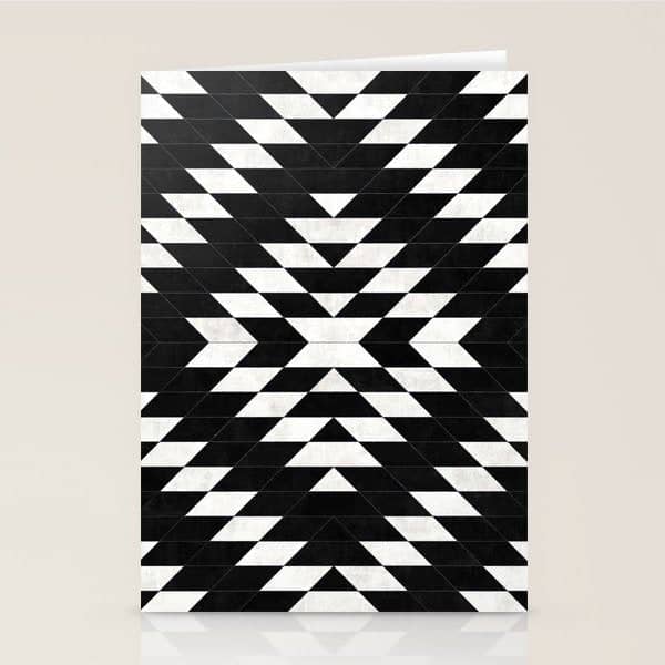 Urban Tribal Pattern No.14 - Aztec - Black Concrete Stationery Card