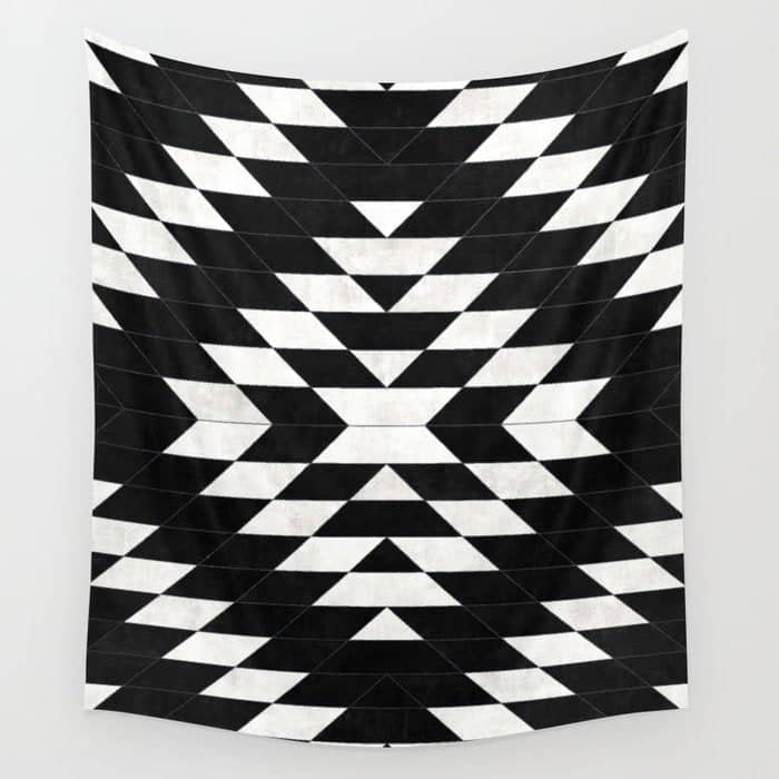 Urban Tribal Pattern No.14 - Aztec - Black Concrete Wall Tapestry