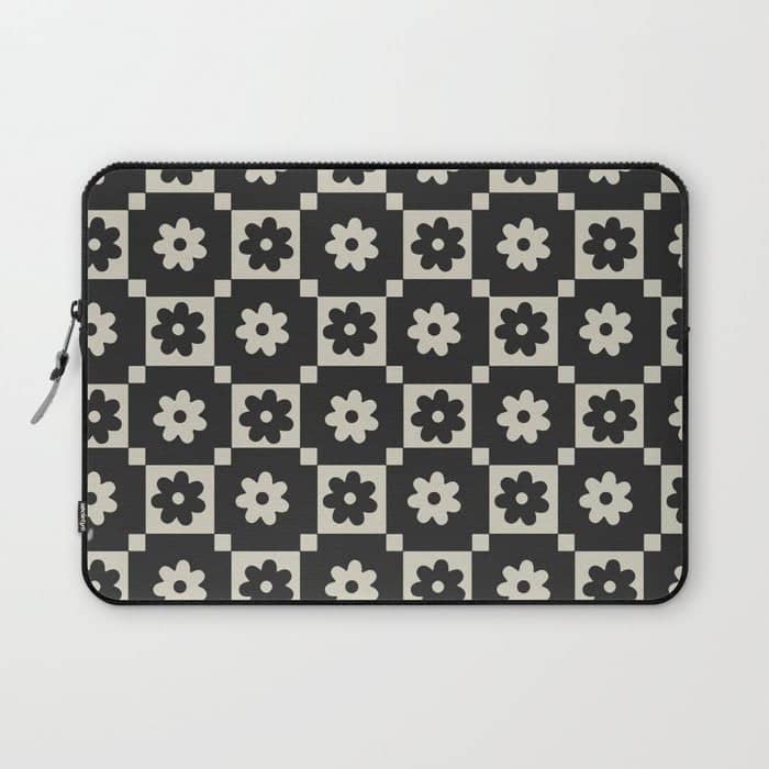 Checkered Daisy - Black Ink Laptop Sleeve