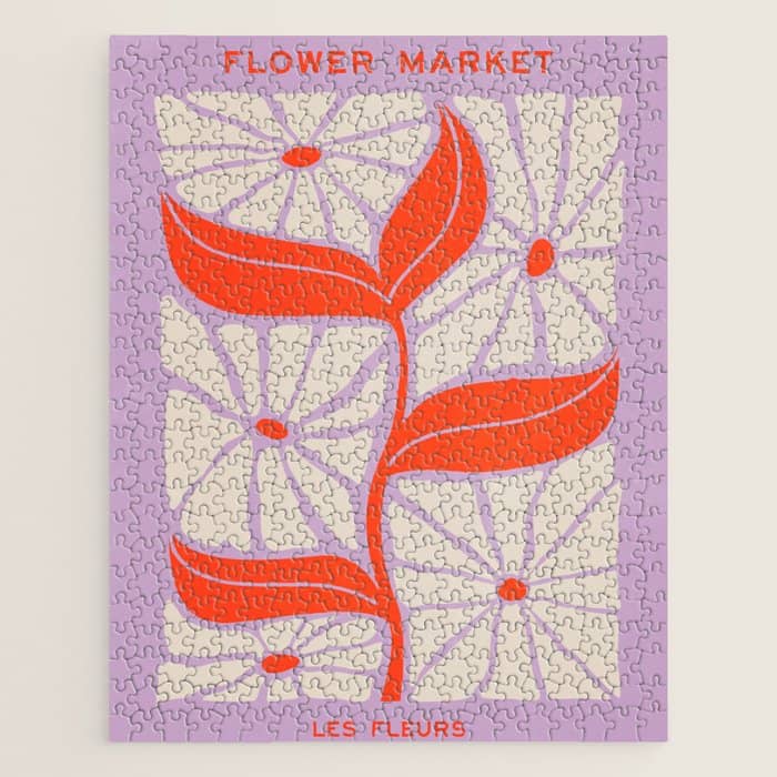 Plum & Flamingo: Les Fleurs | Flower Market Color Series 06 Jigsaw Puzzle