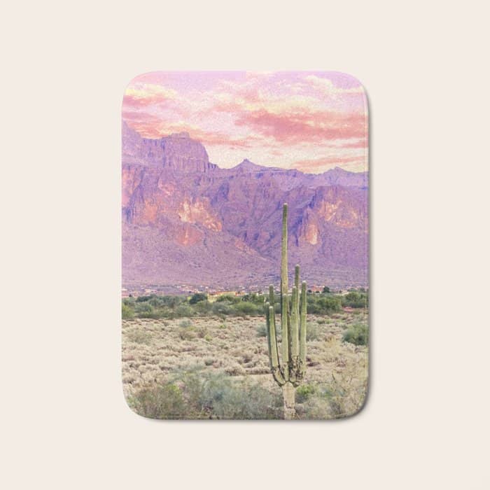 Cactus Sunset #Digitalart #Nature Bath Mat