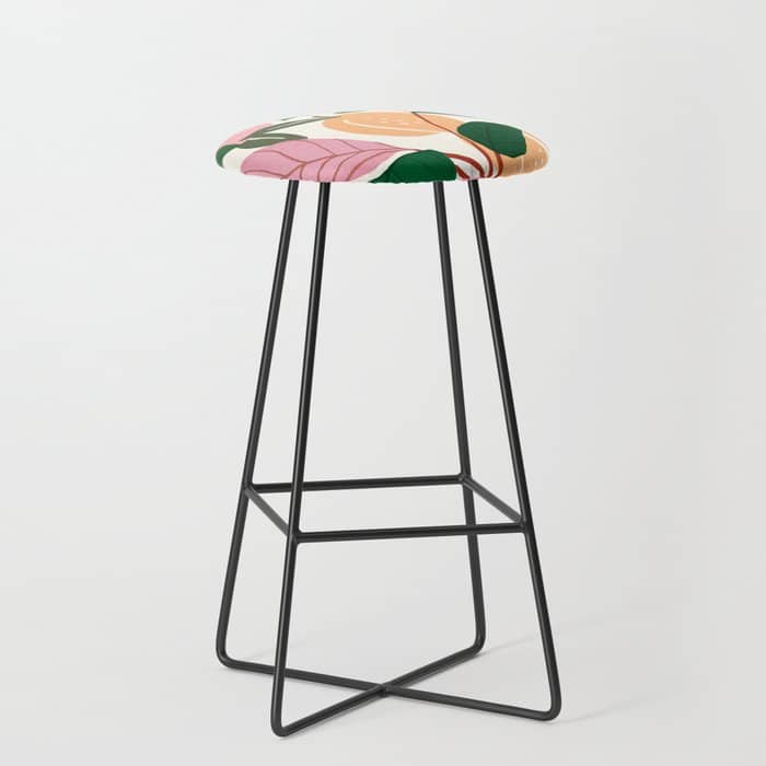 The Peach Garden , Vintage Botanical Tropical Jungle, Fruits Plants Pastel Summer Forest Stool