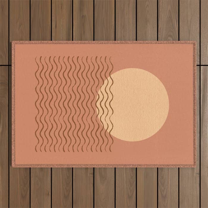 Ocean Wave Terracotta - Mid Century Modern Outdoor Rug