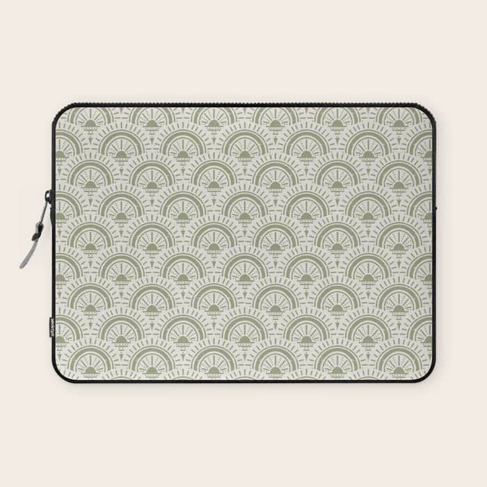Surfside Deco . Lush Green On Neutral Laptop Sleeve