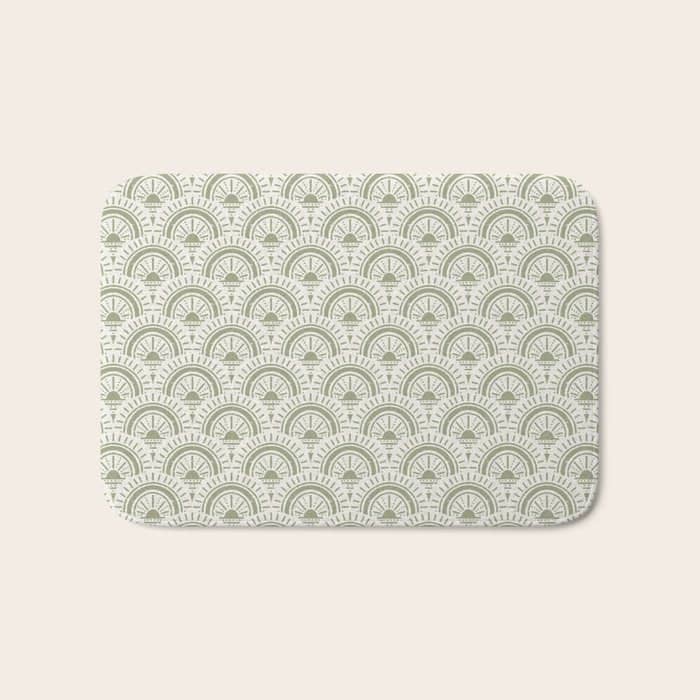 Surfside Deco . Lush Green On Neutral Bath Mat