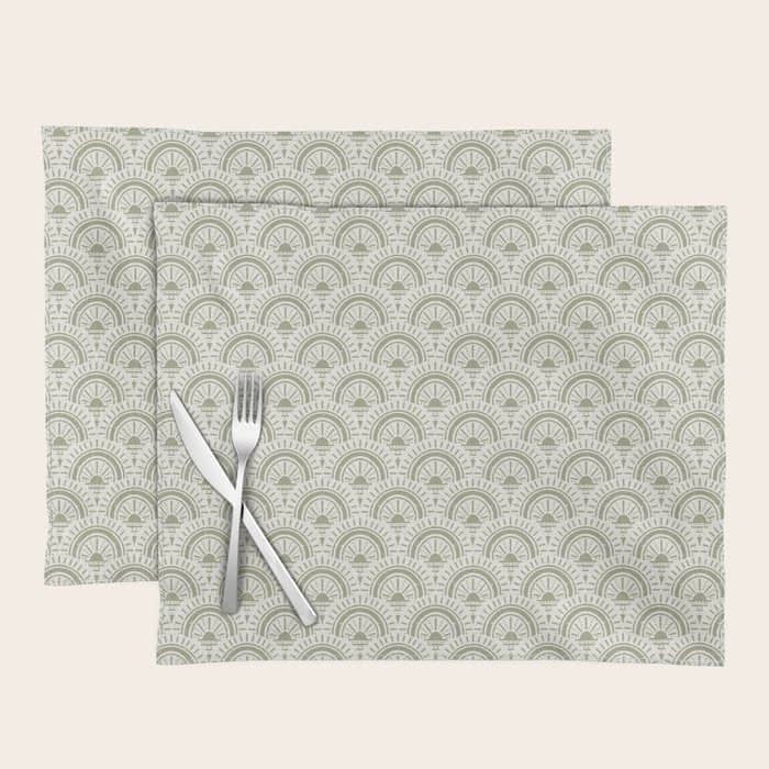 Surfside Deco . Lush Green On Neutral Placemat