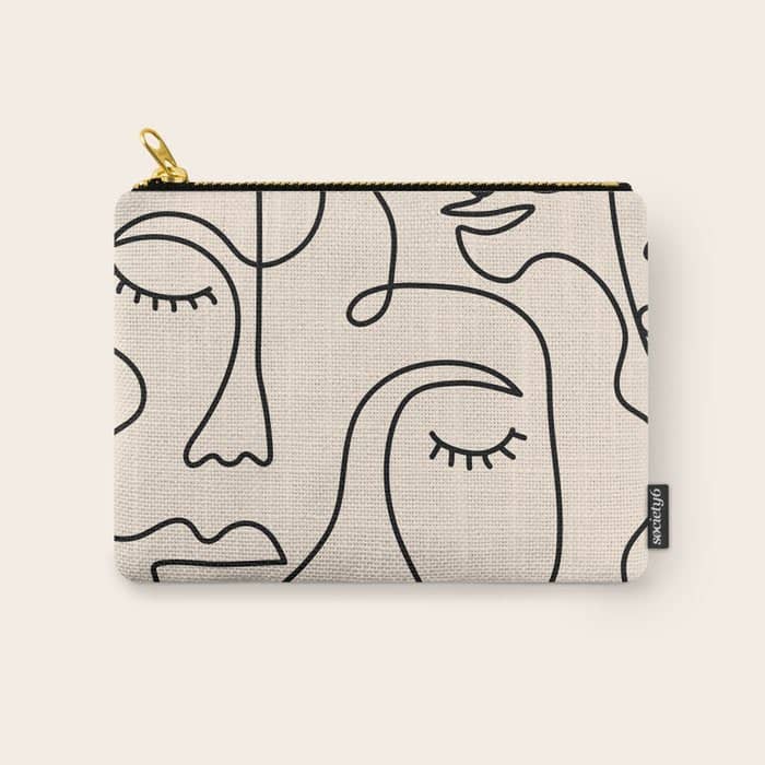 Abstract Single Line Face  Carry All Pouch