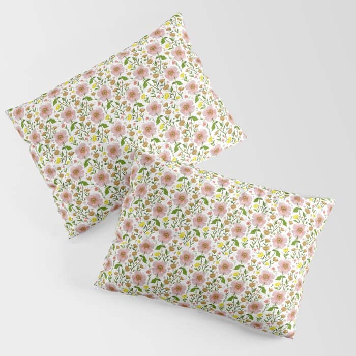 Summer Floral - Pink & Yellow Pillow Sham