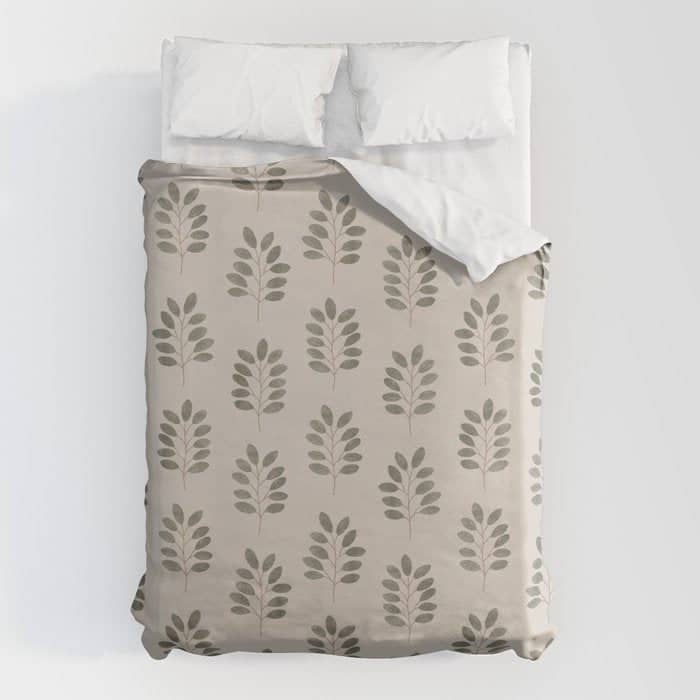 Noble Branches - Pewter And Olive Duvet Cover