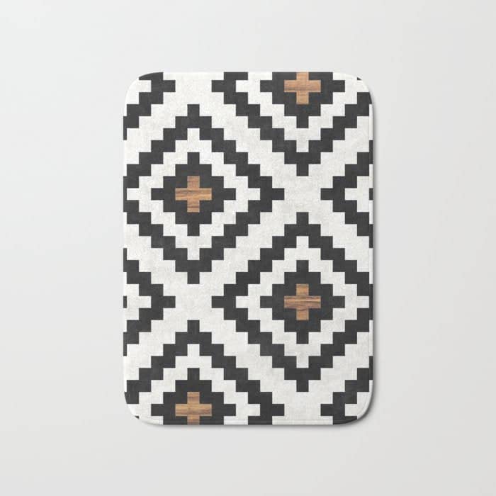Urban Tribal Pattern No.16 - Aztec - Concrete And Wood Bath Mat