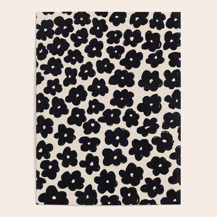Daisies Pattern No.1 | Black White Poster