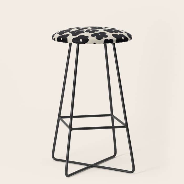 Daisies Pattern No.1 | Black White Stool
