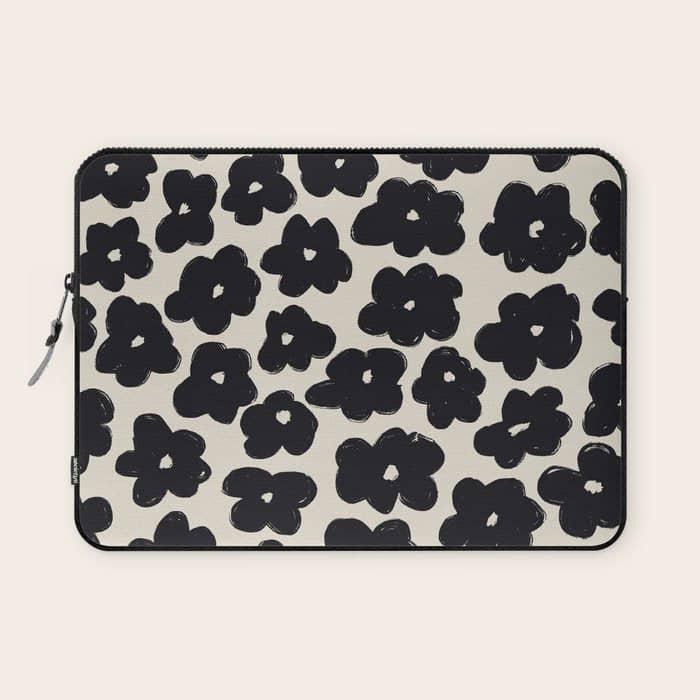 Daisies Pattern No.1 | Black White Laptop Sleeve