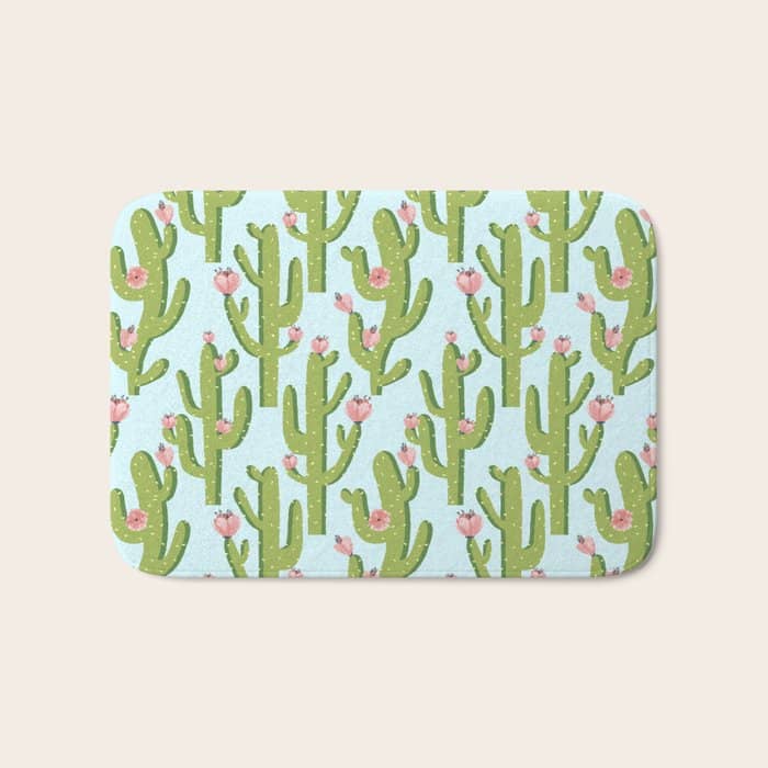 Summer Cactus #Illustration #Cactus Bath Mat