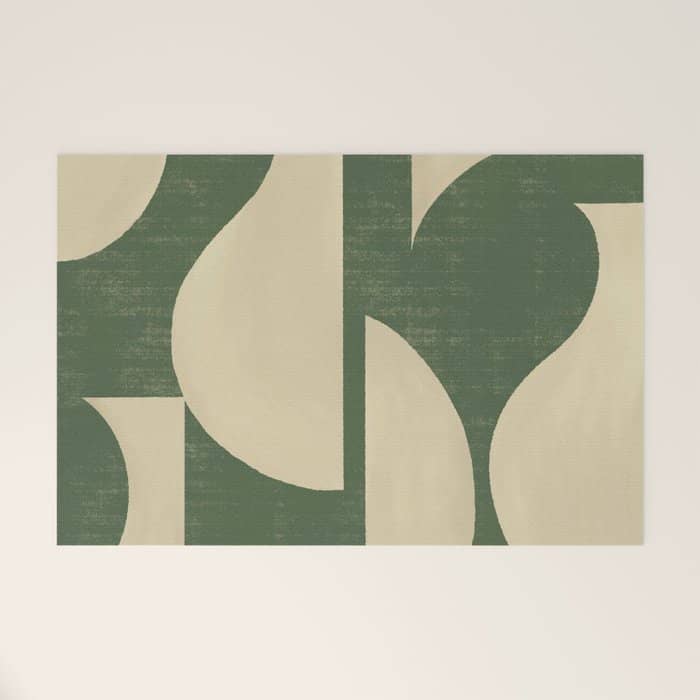 Abstract Vase Collage - Deep Green Welcome Mat