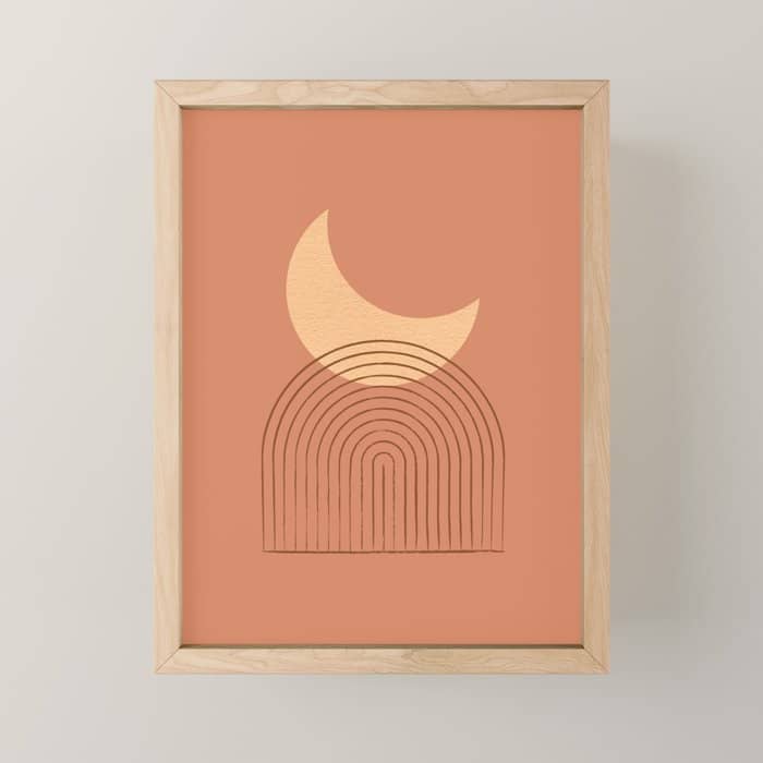 Moon Mountain Terra Orange - Mid Century Modern Mini Art Print