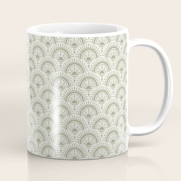 Surfside Deco . Lush Green On Neutral Coffee Mug