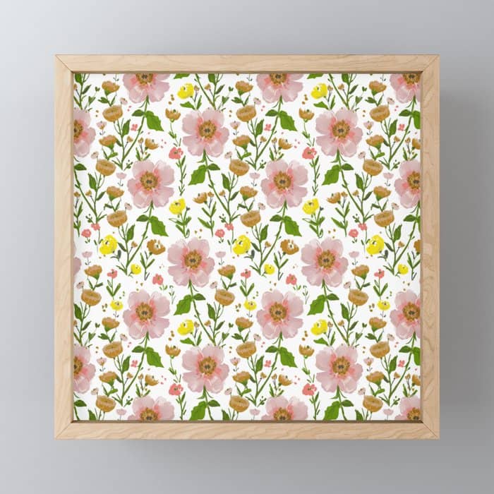 Summer Floral - Pink & Yellow Mini Art Print