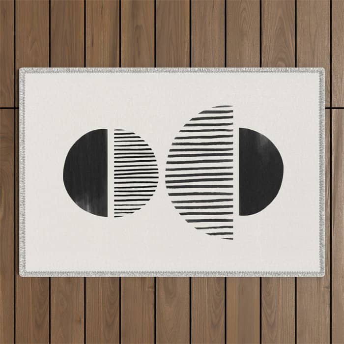 Balancing Stripes No.1 | Black Outdoor Rug