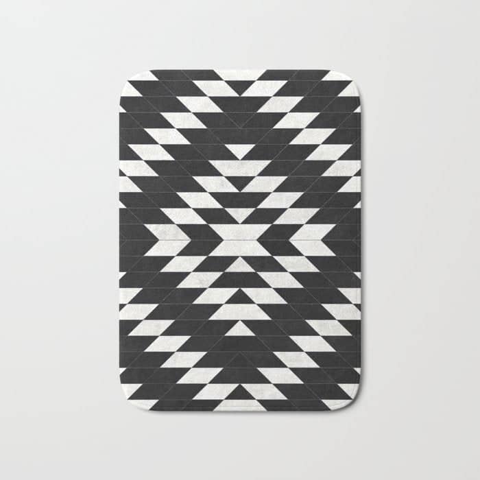 Urban Tribal Pattern No.14 - Aztec - Black Concrete Bath Mat