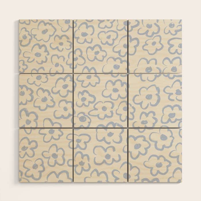 Daisies Pattern No.2 | Blue Wood Wall Art