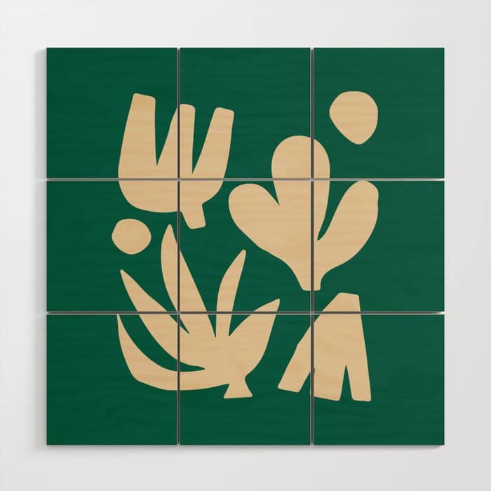 Bottle Green Collage: Paper Cutouts Matisse Edition Wood Wall Art