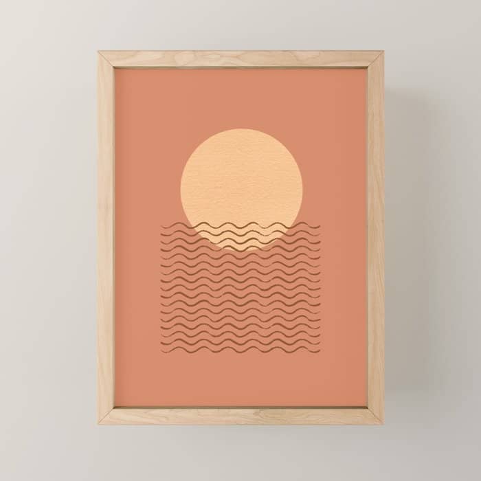 Ocean Wave Terracotta - Mid Century Modern Mini Art Print
