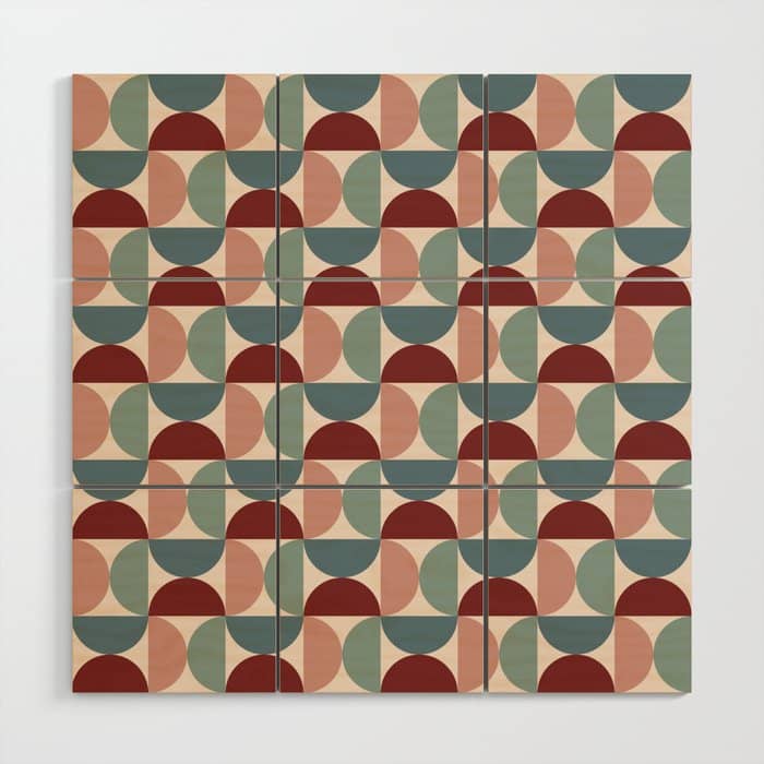 Bauhaus Mid Century Modern Geometric Pattern Xv Wood Wall Art
