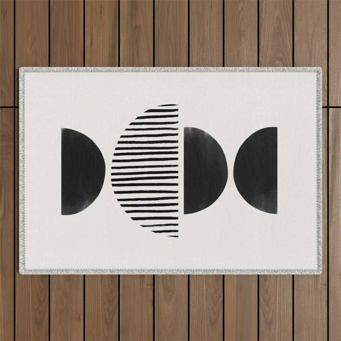 Balancing Stripes No.2 | Black Outdoor Rug