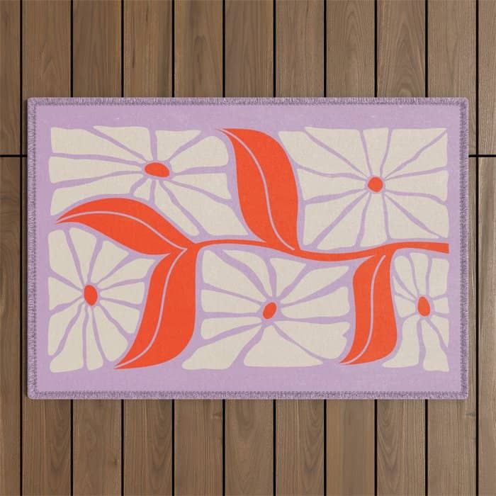 Plum & Flamingo: Les Fleurs | Flower Market Color Series 06 Outdoor Rug