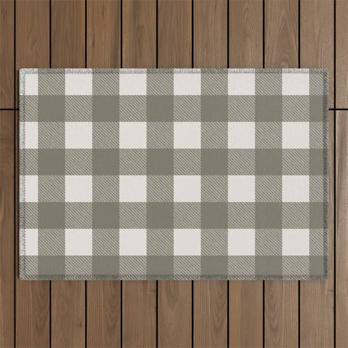 Gingham Cloth / Olive Checks Outdoor Rug
