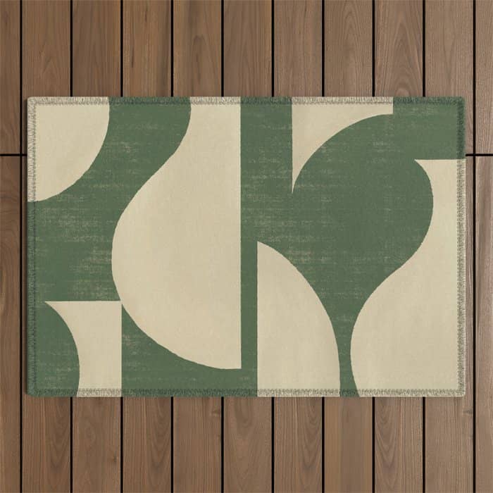 Abstract Vase Collage - Deep Green Outdoor Rug