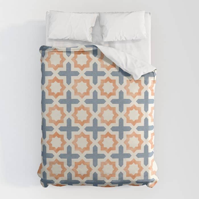 River Stars - Tangerine And Blue Duvet Cover