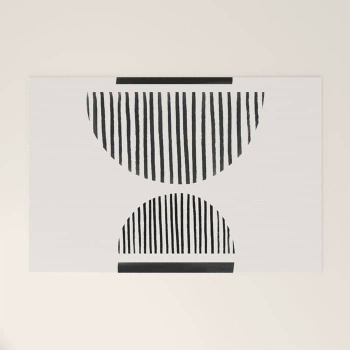 Balancing Stripes No.1 | Black Welcome Mat