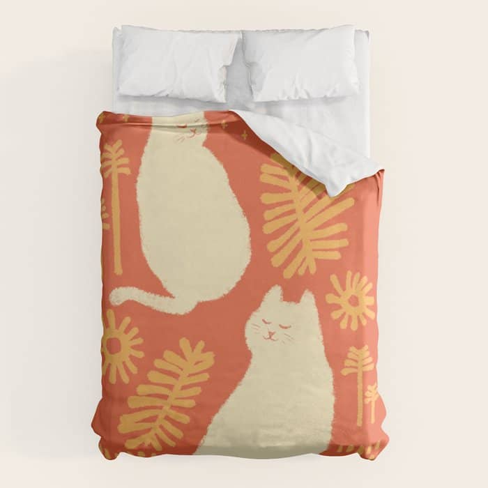 Abstraction Minimal Cat 27red Happy Go Lucky Duvet Cover
