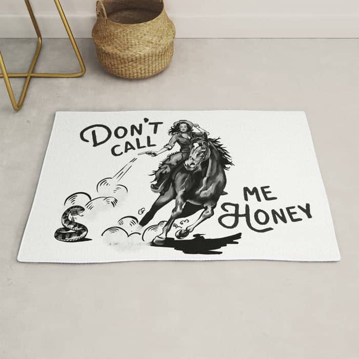 Don'T Call Me Honey: Black & White Version Rug
