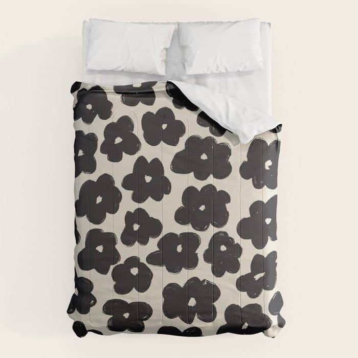 Daisies Pattern No.1 | Black White Comforter