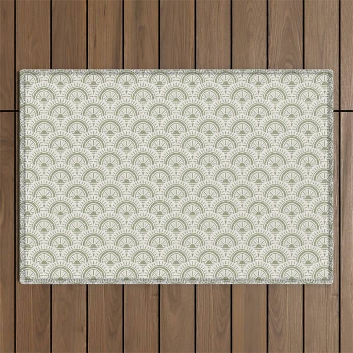 Surfside Deco . Lush Green On Neutral Outdoor Rug