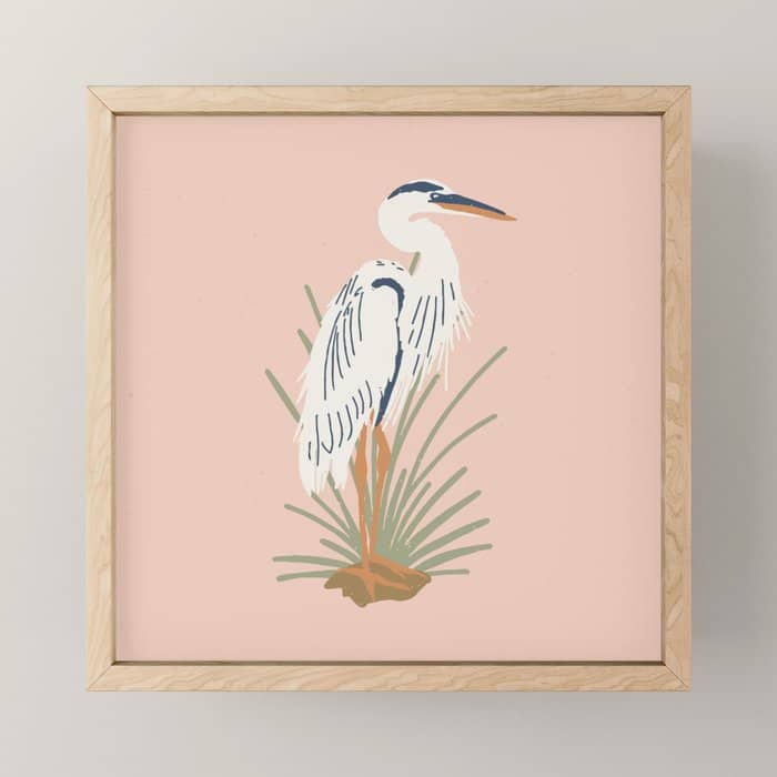 Coastal Cranes Peachy Pink Mini Art Print