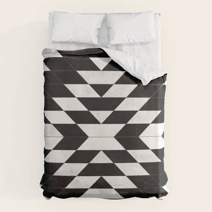 Urban Tribal Pattern No.14 - Aztec - Black Concrete Duvet Cover