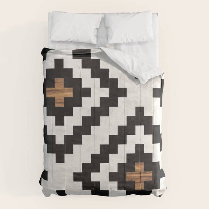Urban Tribal Pattern No.16 - Aztec - Concrete And Wood Comforter