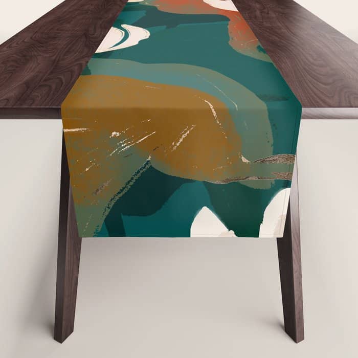 Abstract Art Garden Flowers Table Runner