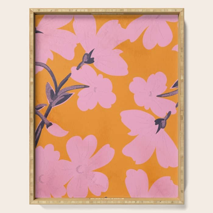 Abstract Minimal Flowers 18 Serving Tray