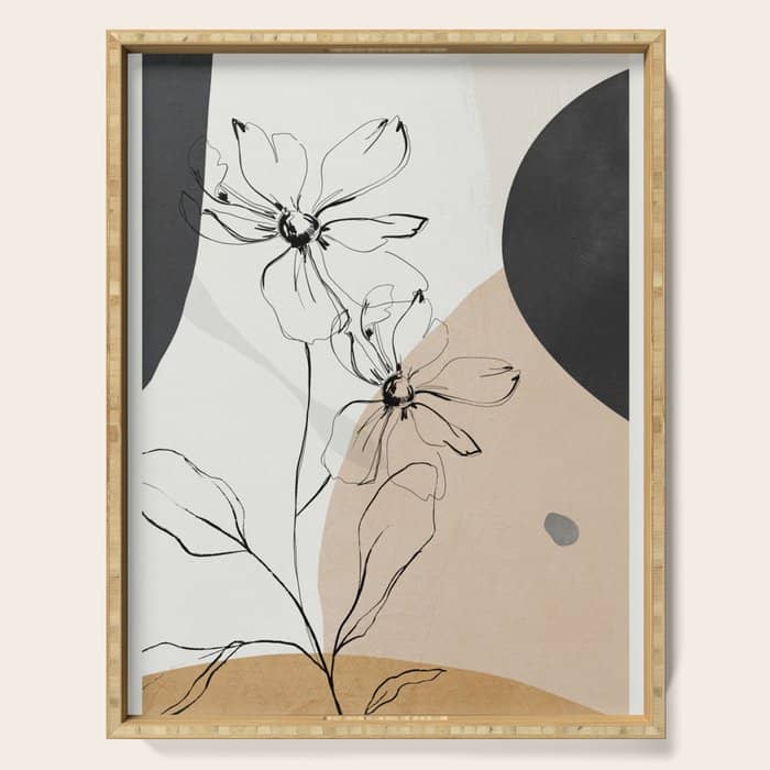 Abstract Art /Minimal Flowers Serving Tray