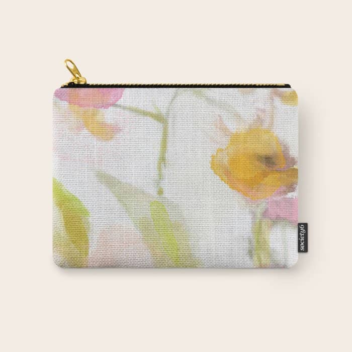 Pink Spring Summer Floral Abstract Carry All Pouch