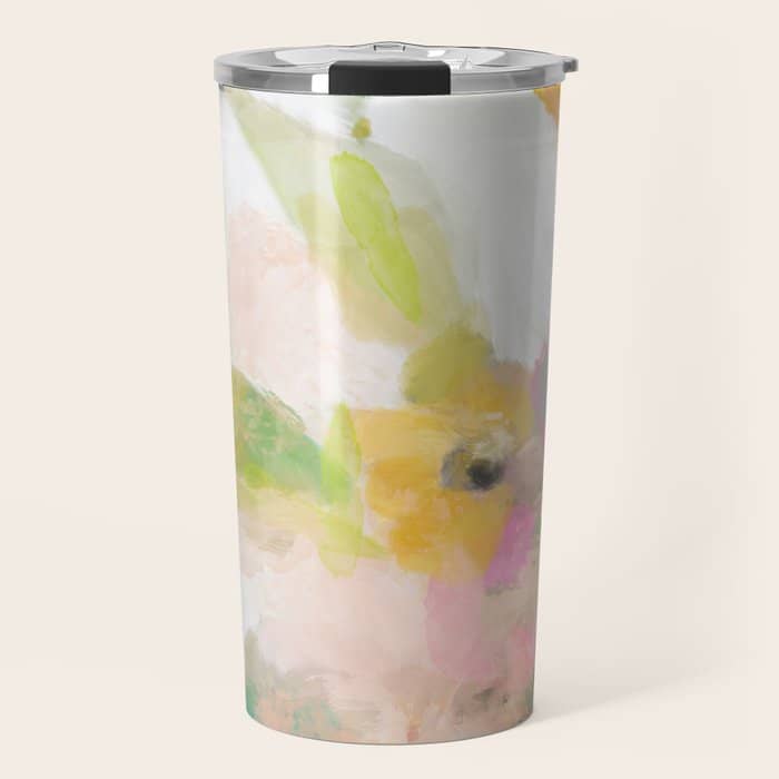 Pink Spring Summer Floral Abstract Travel Mug