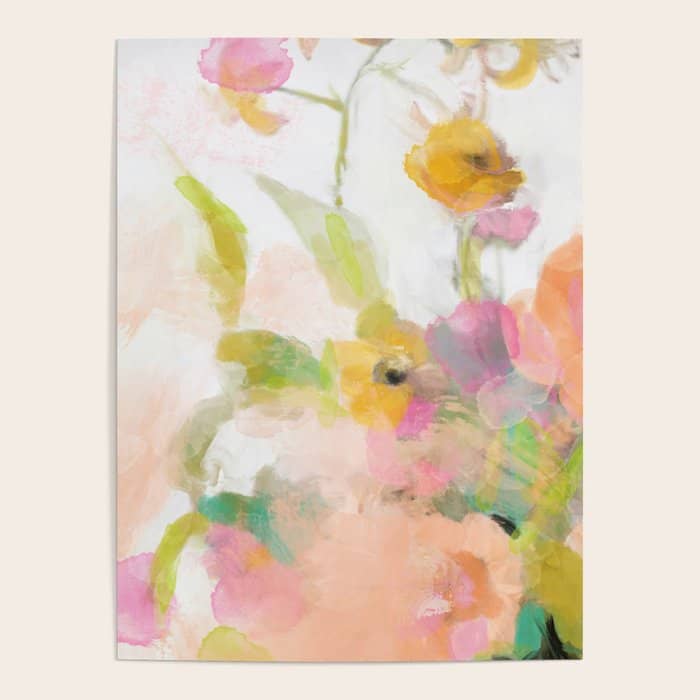 Pink Spring Summer Floral Abstract Poster